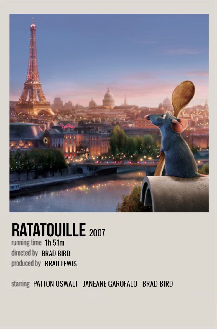 the ratatoulie movie poster is displayed in front of a cityscape