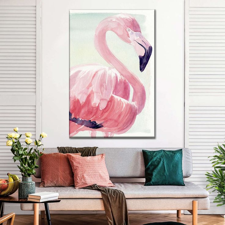 Pink Pastel Flamingo II Wall Art is a beautiful addition to any decor style. Bring this stunning canvas print into your home to easily refresh your walls and elevate your decor. Pink Pastel, Watercolor Artwork, Off Sale, Flamingo, Decor Styles, Elephant, Canvas Print, Florida, Pastel