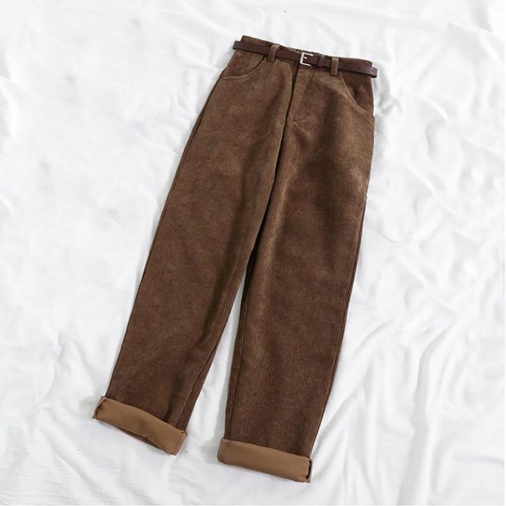 Vintage Retro Corduroy Pants | aesthetic Elegant Belt, Pants Elegant, Corduroy Pants Women, Streetwear Pants, Casual Wide Leg Pants, Korean Casual, Estilo Chic, Straight Trousers, Vintage Pants