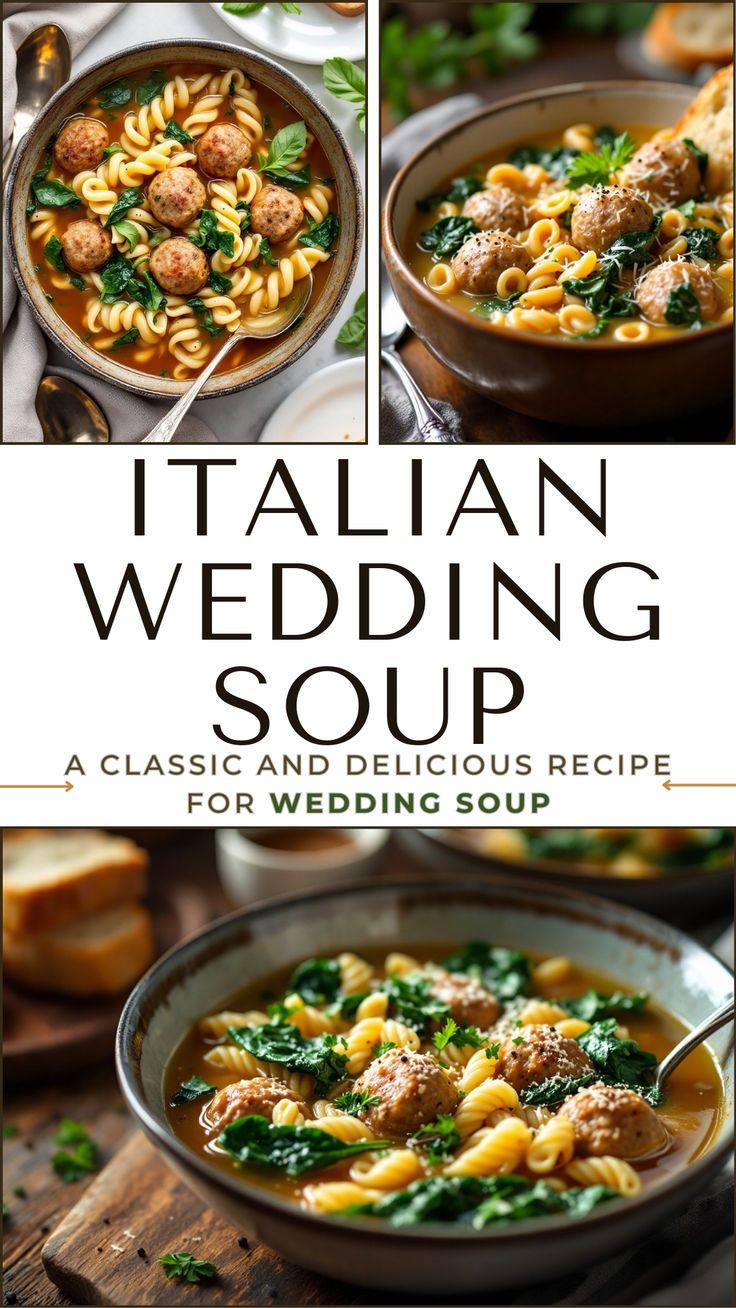 italian wedding soup in a bowl with meatballs and spinach