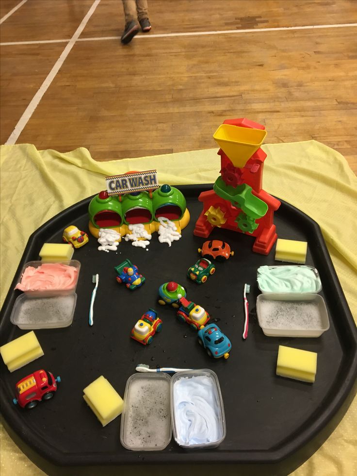 there is a tray with toys on it