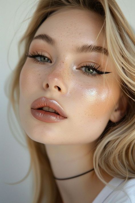 Natural Neutral Makeup, Spring Formal Makeup, Soft Ethereal Makeup, Cottage Core Makeup, Dewy Summer Makeup, Mascara Eyes, Soft Girl Makeup, Glowy Natural Makeup, Natural Makeup Ideas