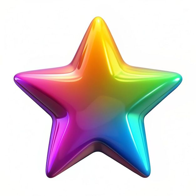 a rainbow colored star on a white background