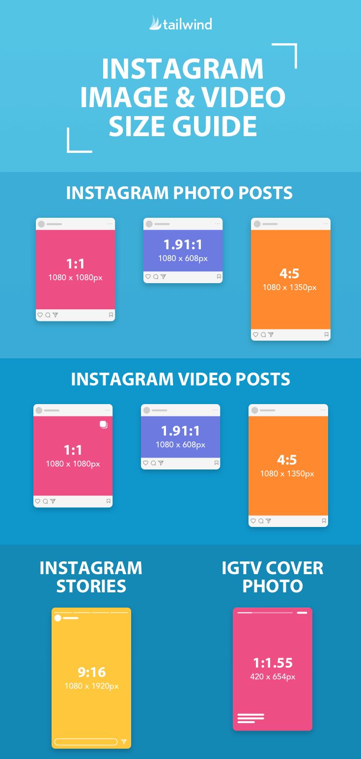 the info sheet for instagram's video guide, with different colors and sizes