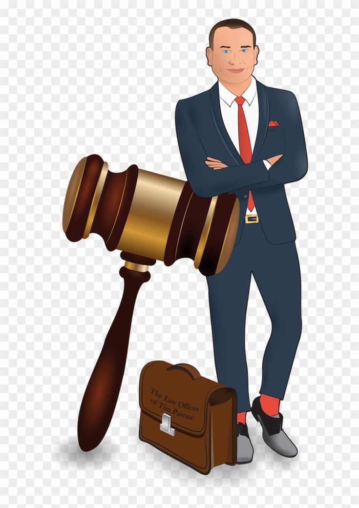 a man in a suit standing next to a wooden gavel and briefcase with his arms crossed