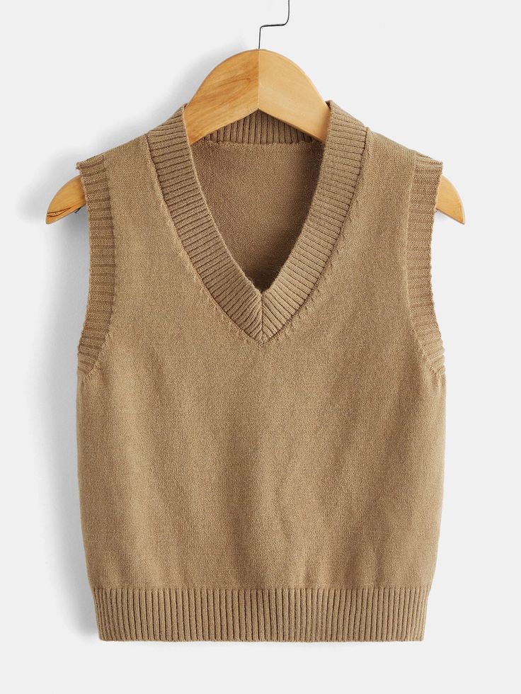 Mocha Brown Casual Collar Sleeveless Fabric Plain Pullovers Embellished High Stretch  Young Boys Clothing Sweater Vest Outfit Mens, Sweater Vest Outfit, Sleeveless Sweater Vest, Brown Cardigan, Boys Sweaters, Cardigan Vest, Ribbed Knit Sweater, Sleeveless Sweater, Vest Outfits