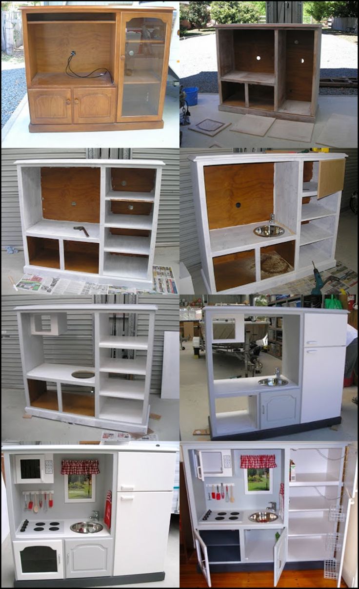 several different types of shelves and cabinets in various stages of being built into each other