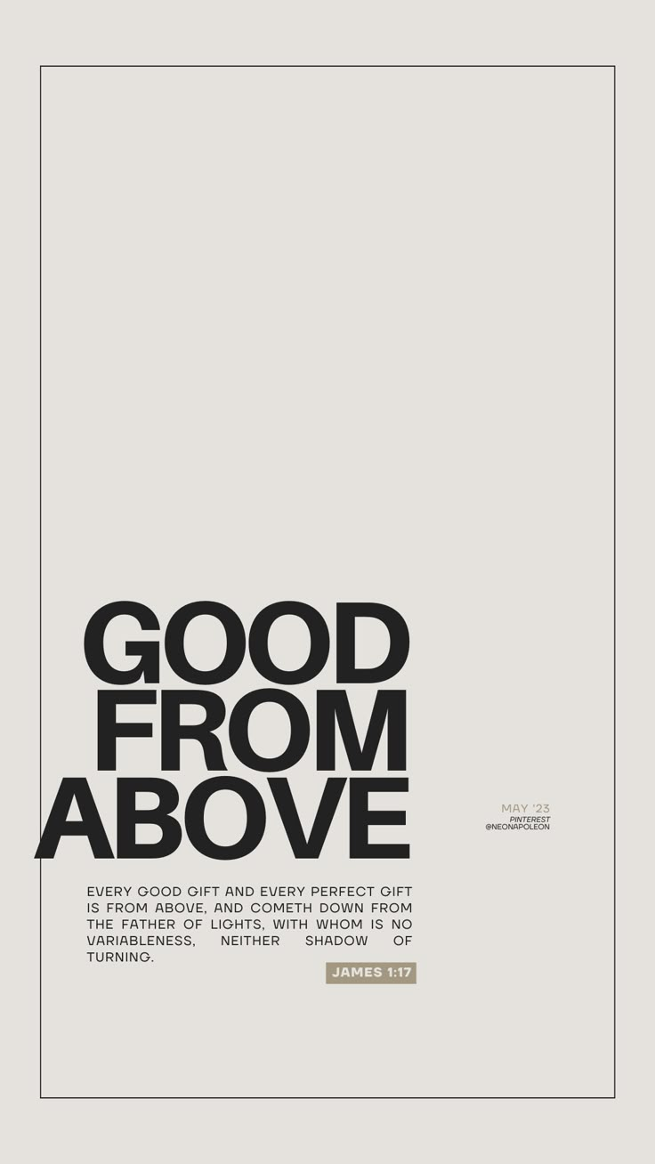 an advertisement with the words good from above in black and white on a gray background