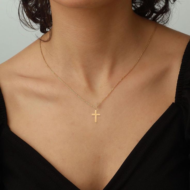 Product Details: Material: 14k Gold Plated Brass Metal Type: Brass Chain Type: Cable Measurement: 16" Plus 2" Extension *Hypoallergenic, Non Tarnish This Elegant Necklace Features A Simple Gold Cross Pendant That Exudes Timeless Grace And Sophistication. Crafted From High-Quality Gold Plating And Brass, The Cross Is Polished To A Smooth, Radiant Finish, Emphasizing Its Classic Design. The Pendant Is Suspended From A Delicate Gold Chain, Creating A Harmonious And Understated Look. Its Minimalist Christian Accessories Jewelry, Necklace Gold Simple, Mermaid Locket, Cross Necklace Gold, Blue Sea Glass Necklace, Dainty Cross Necklace, Delicate Gold Chain, Gold Necklace Simple, Gold Cross Necklace