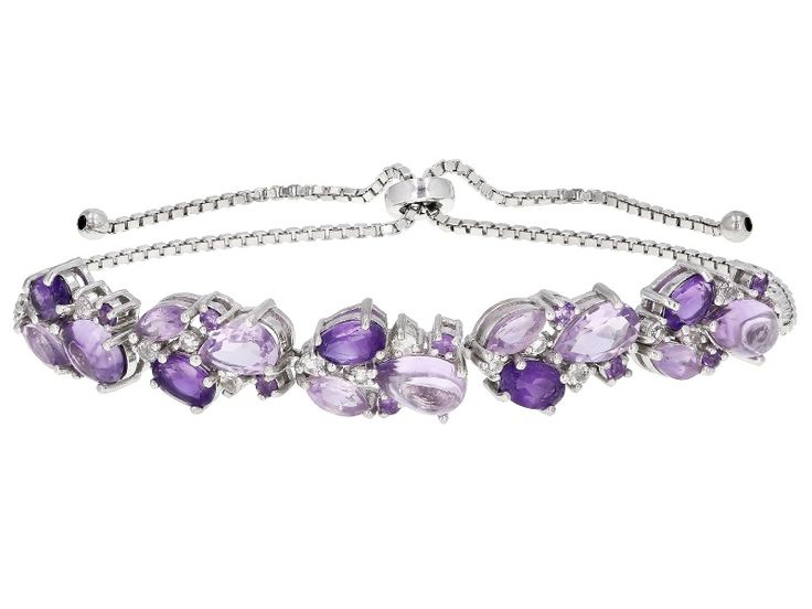 Purple amethyst rhodium over sterling silver adjustable bolo bracelet 7.00ctw Purple Accessories Png, Purple Jewelry Bracelet, Bead Aesthetic, Dr Accessories, Lilac Jewelry, Prom Things, Quince Planning, Purple Jewellery, Purple Wedding Jewelry