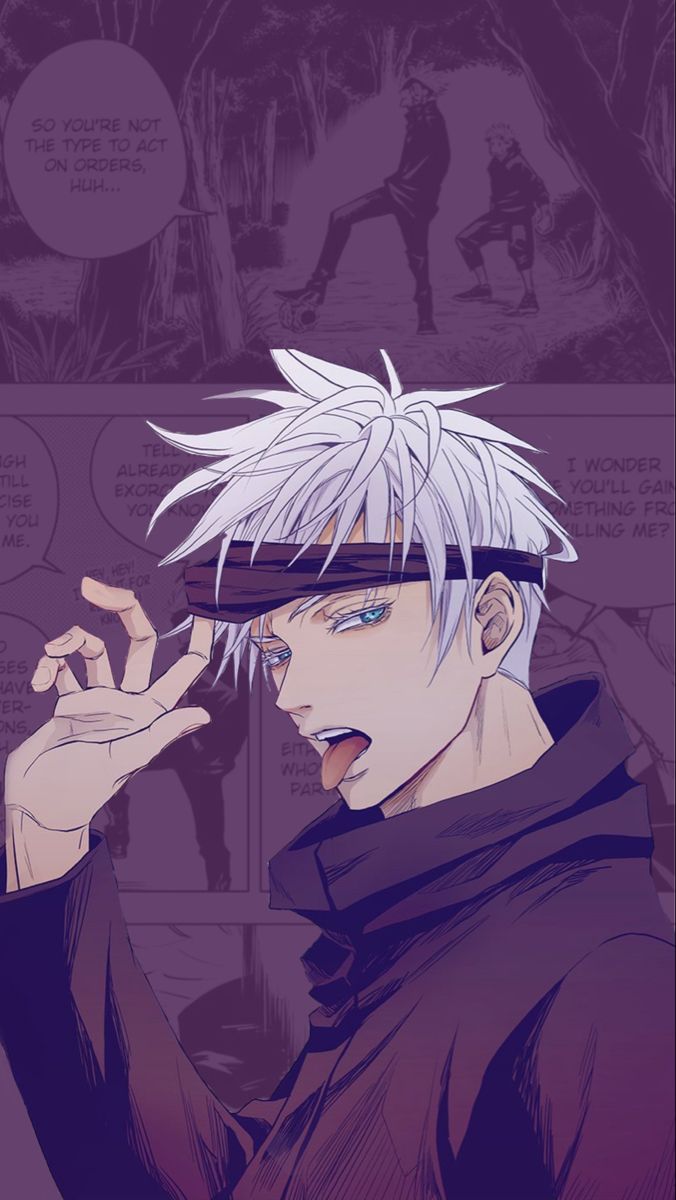 an anime character with white hair wearing blindfolds and holding his hand up to his face