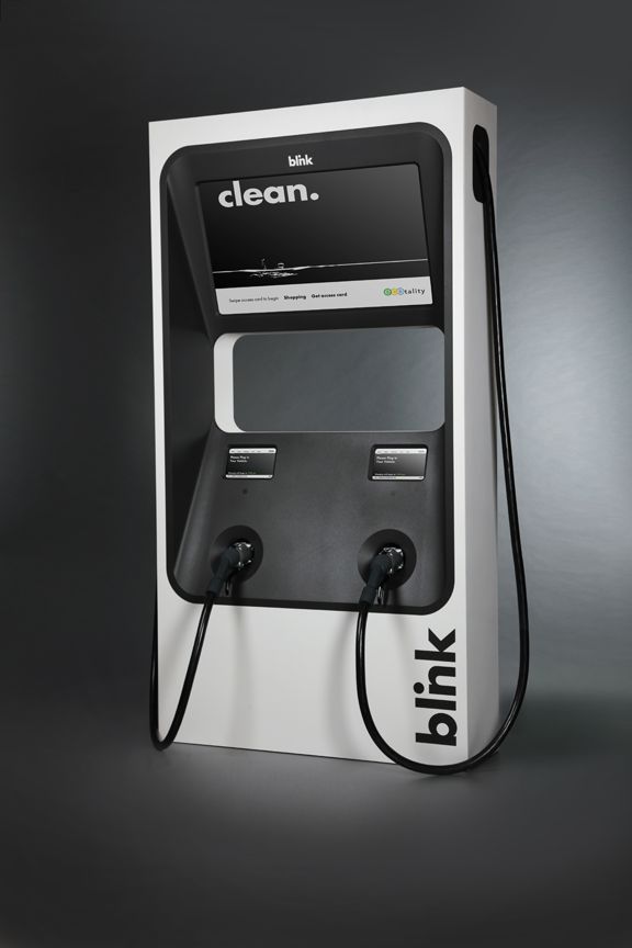 an electric charging station with the word clean on it's front and side panels