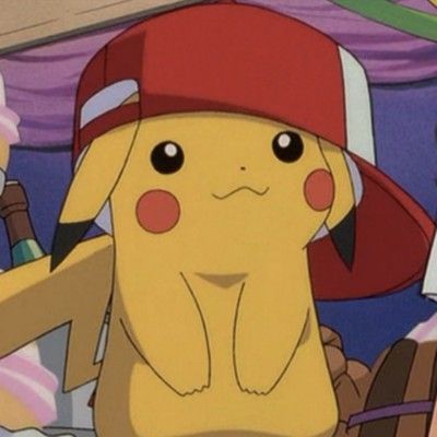 the pikachu is wearing a red hat and holding a baseball bat in his hand