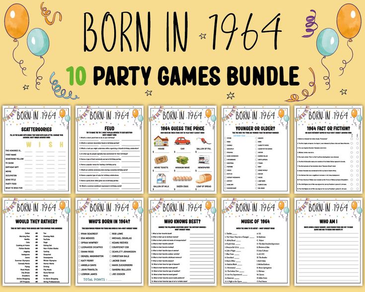 the party games bundle is shown with balloons and streamers