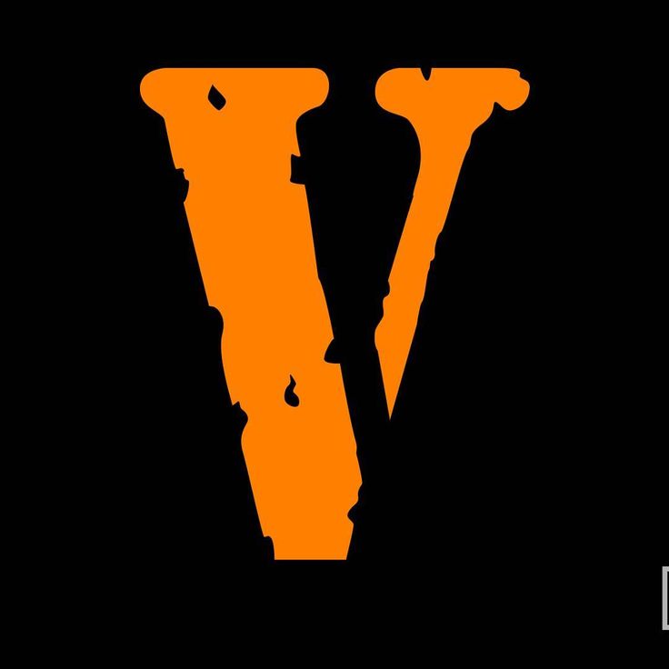 the letter v is painted orange and black