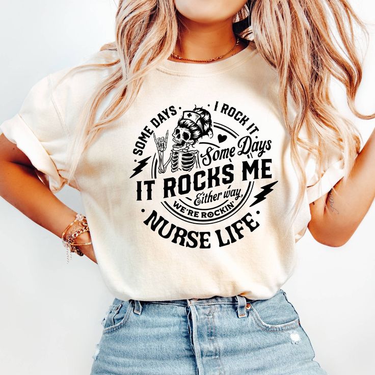 Comfort Colors Nurse Life Shirt, Some Days I Rock It Some Days It Rocks Me ,Gift for Nurse, Funny Nurse Shirt,  Nursing School Shirt,  Rocking Motherhood, Nurse Life Mood Shirt, Nurse Shirt,  🌟 Welcome to our premium t-shirt collection, where comfort meets quality effortlessly!🌟 🌟 ABOUT THE FEATURES🌟  We use DTF (Direct to Film) printing as our printing technique. Our t-shirts are designed for your convenience; simply machine wash them inside out to maintain their pristine quality. Avoid tum Nursing Home Shirt Ideas, Nursing School Shirt, Nursing School Shirts, Nurse Funny, Funny Nurse Shirts, Funny Nurse, School Tees, Gift For Nurse, Film Prints