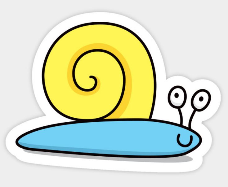 a cartoon snail sticker on a white background