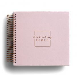 a pink hardcover bible with the words, celebrating bible written in gold foil on it