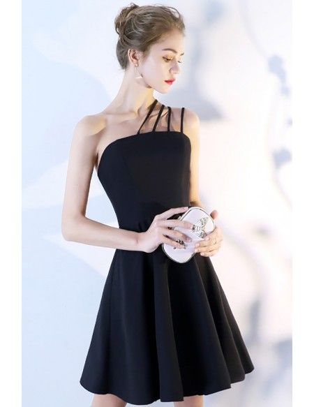 Fashion Little Black Homecoming Dress with Multi Straps #BLS86019 - GemGrace.com Black A-line Strapless Dress For Prom, Black Mini Length Evening Dress For Prom, Black Mini Length Evening Dress For Prom Season, Black Mini-length Evening Dress For Prom Season, Black Mini Evening Dress For Prom, Black Dresses For Banquet And Prom Season, Black Dress For Banquet During Prom Season, Black Sleeveless Mini Dress For Prom Season, Black Mini Dress For Prom Evening