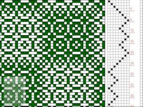 the cross stitch pattern is shown in green and white