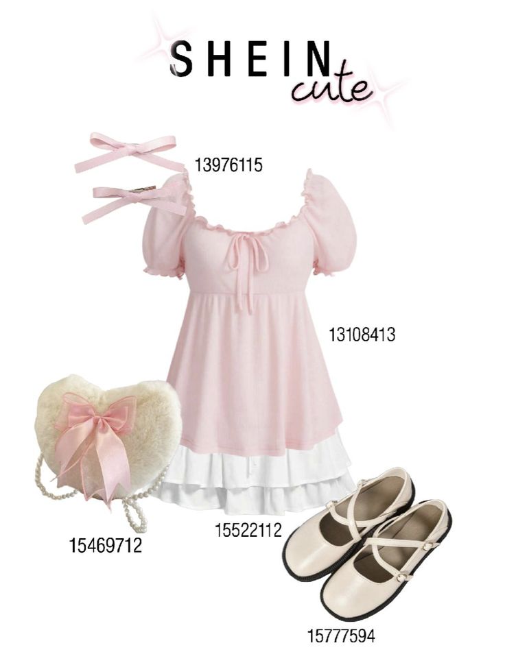 Shoujo Girl Outfit Shein, Shein Shoujo Outfits, Shien Clothes Outfits With Codes, Outfit Ideas From Shein, Shein Outfit Ideas, Shein Codes, Shein Fits, Silly Clothes, Shein Clothing