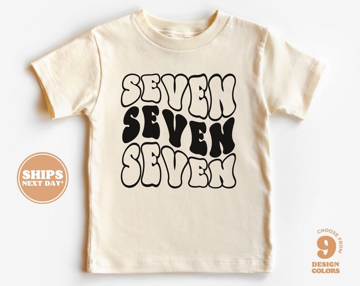 7th Birthday Toddler Shirt - Seven Seven Seven Birthday Shirt - Seventh Birthday Natural Youth Tee  #5779-C All of the shirts and bodysuits at our shop are CPSIA compliant. We only use Eco-friendly, water-based inks that are also CPSIA compliant and boasts strong washability (highest score on AATCC wash test).  So rest assure to put them on your little ones!  ** COLOR OF T-SHIRTS WILL VARY SLIGHTLY DUE TO LIGHTING AND/OR MONITOR SETTINGS ** DETAILS OF BABY BODYSUITS & T-SHIRTS MAY VARY SLIGHTLY Seven Birthday, Seven Birthday Shirt, Seventh Birthday, Seven Seven, Kids Birthday Shirts, 7th Birthday, Party Inspiration, Grey Shirt, Birthday Shirt