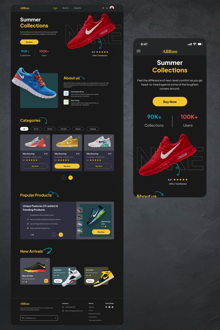 the website is designed to look like an athletic shoe