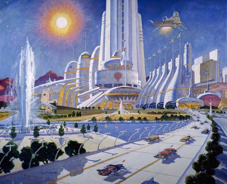 an artist's rendering of a futuristic city