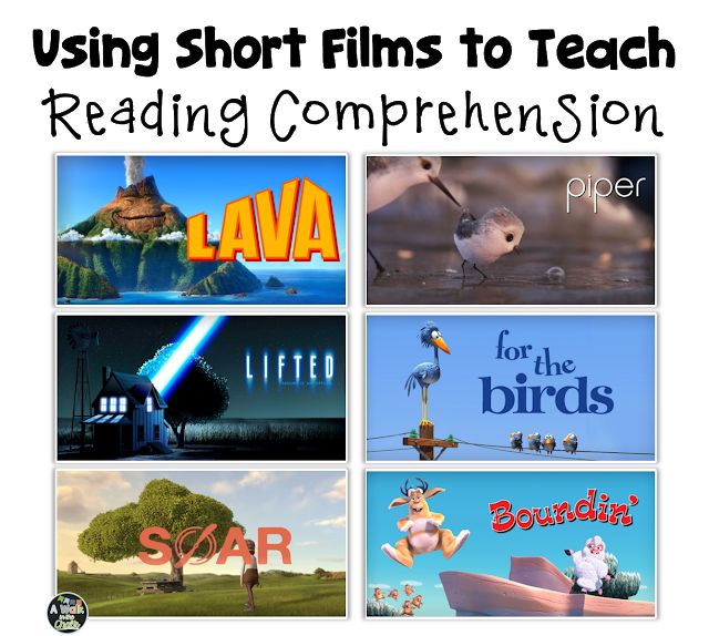 four different movie titles with the title using short films to teach reading competition