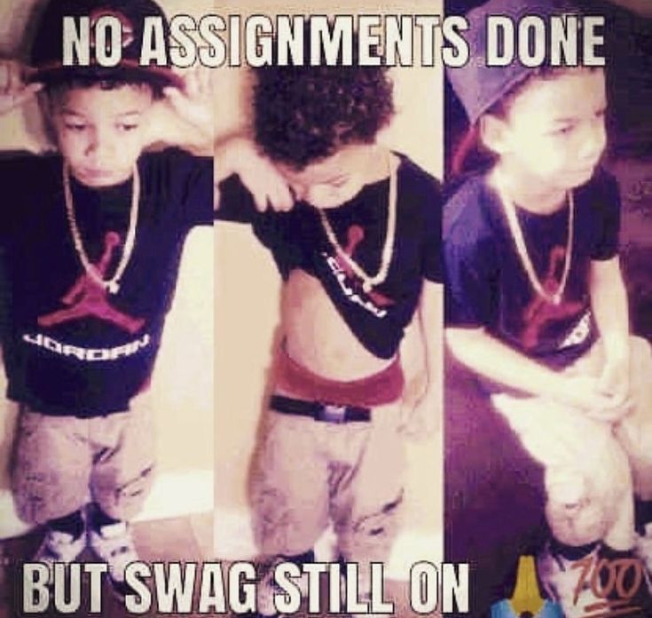 three pictures of a young boy with no assignment done on his t - shirt, but swag still on