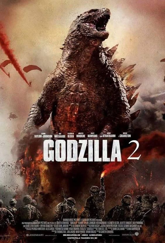 godzilla movie poster with soldiers in the background