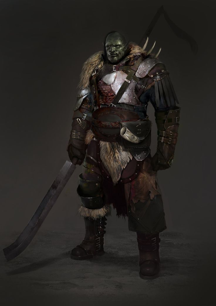 Typical Bandit like equipment, this is an Orc Bandit with a Glaive, specifically. Dnd Orc, Orc Warrior, Half Orc, Dnd Races, Heroic Fantasy, Fantasy Races, Dungeons And Dragons Characters, Fantasy Monster, Fantasy Armor