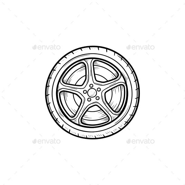 a car wheel on a white background - miscellaneous objects