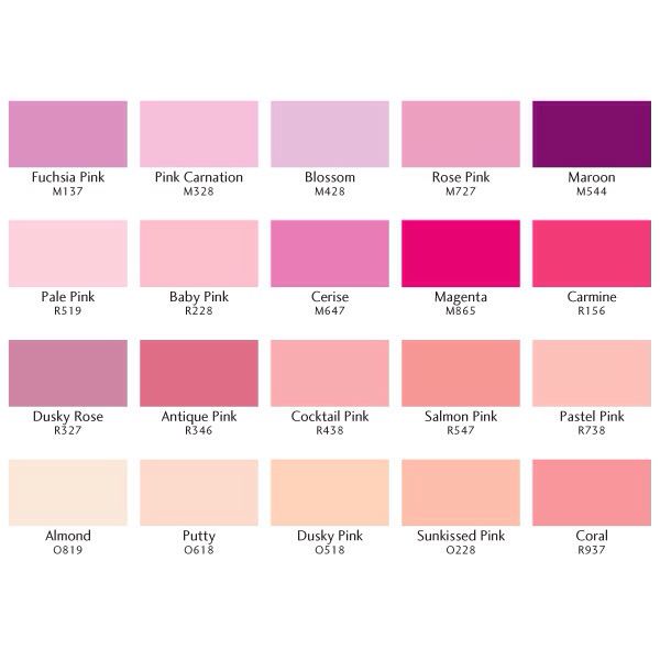 the color chart for different shades of pink