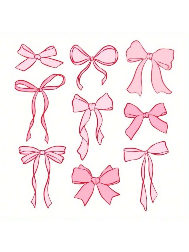 pink bows are shown on a white background