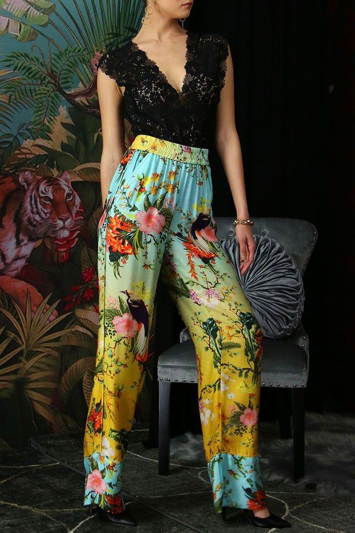 Silk Pants For Women! Buy Pants and Palazzo for Women from a huge collection of Runway Dresses NYFW. Get great offers on Designer Dresses on Kyle X Shahida. Silk Floral Straight Pants, Silk Straight Pants With Floral Print, Silk Floral Print Straight Pants, Silk Wide-leg Pants With Floral Print, Silk Floral Print Long Pants, Silk Floral Print Long Bottoms, Silk Long Pants With Floral Print, Silk Wide-leg Pants For Summer, Spring Silk Wide-leg Pants