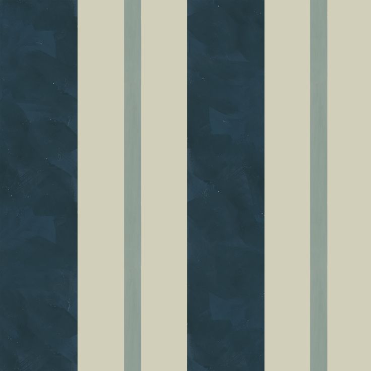 a blue and beige striped wallpaper with vertical lines on the bottom half of it