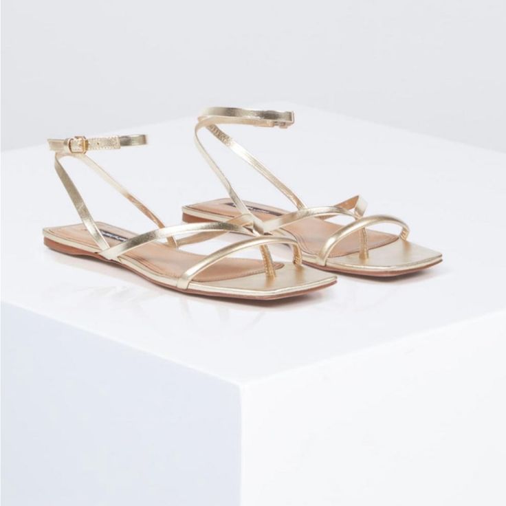 A Chic Weekend Flat Sandal In A Simple Strappy Design. Crafted From Leather With A Square Open Thong Toe And An Adjustable Ankle Strap. Senior Hoco, Dress With Flats, Hoco Dress, Strappy Sandals Flat, Flat Sandals, Women's Shoes Sandals, Ankle Strap, Shoes Sandals, Women Shoes