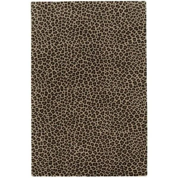 a brown and black animal print rug