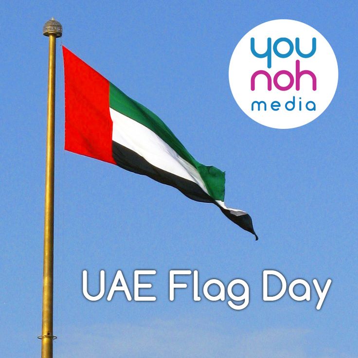 a flag flying high in the sky with you now media logo above it that reads uae flag day