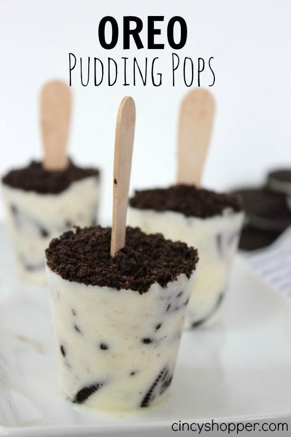 oreo puddinging pops on a white plate