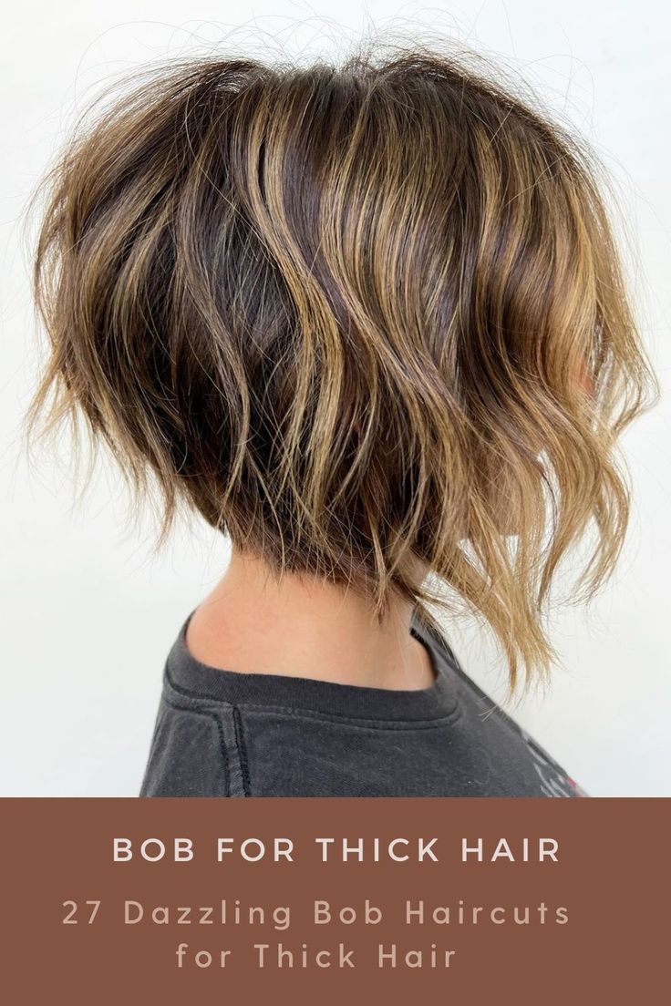 Balayage, Thick Hair Choppy Bob, Graded Bob Haircut, Messy Bob For Thick Hair, Angeled Haircut Short, Stacked Bob Haircut 2023, Short Bob Haircuts Thick Hair, Medium Bob Hairstyles For Thick Hair Layered Lob, Inverted Bob For Thick Wavy Hair