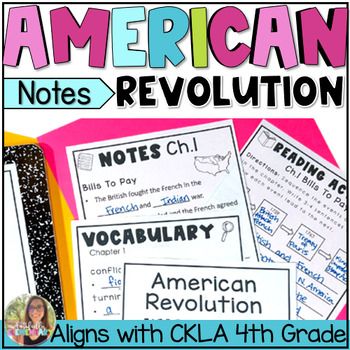 an american revolution poster with the words, notes, and pictures on top of it