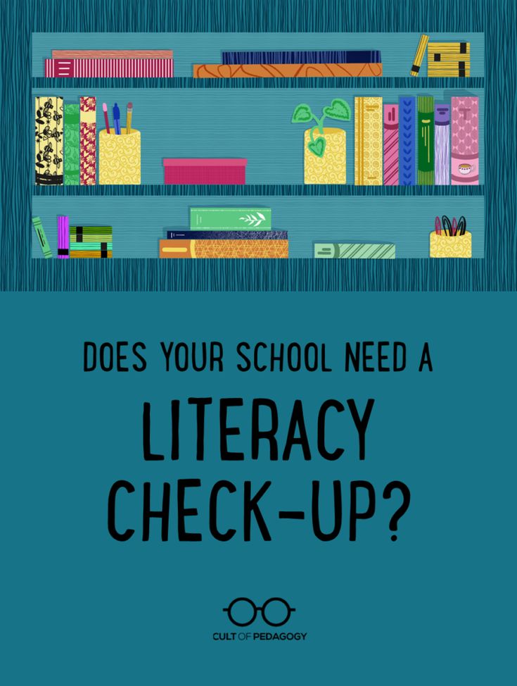 a blue book cover with the words does your school need a library check - up?