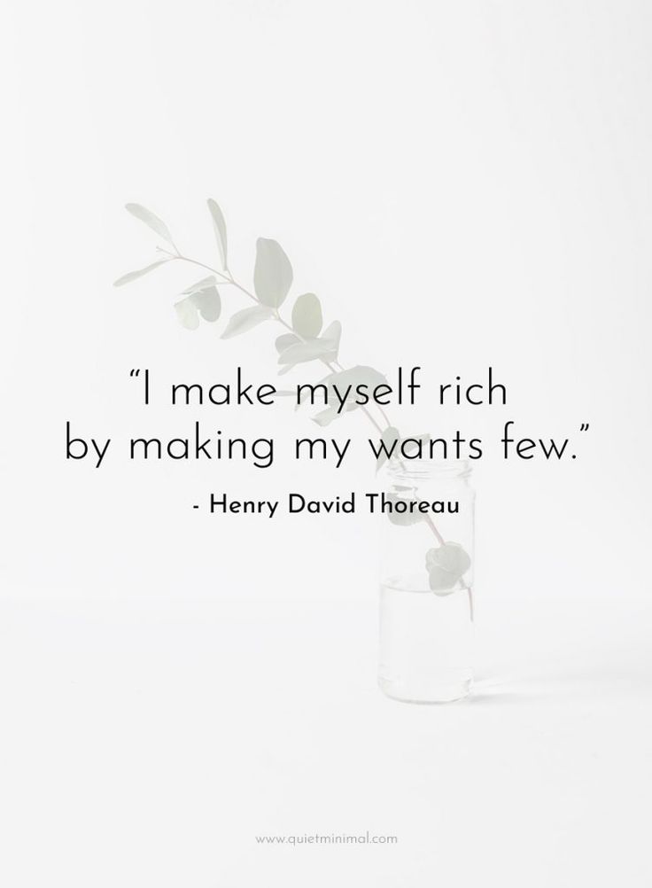 a plant in a glass vase with a quote on it that says, i make my self rich by making my wants few