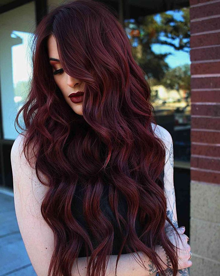 Wine Country Red Hair, Dimensional Dark Red Hair, Dark Hair Color Ideas For Brunettes Red, Cool Burgundy Hair Color, Dark Mohagany Hair, Level 3 Red Hair, Merlot Hair Color With Highlights, Dark Red Hair Color Ideas For Brunettes, Brunette Hair Trends 2023