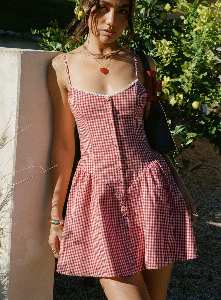 Red Gingham Dress, Eye Detail, Corset Mini Dress, Corsets And Bustiers, Red Gingham, Gingham Print, Gingham Dress, Red Mini Dress, Plaid Dress