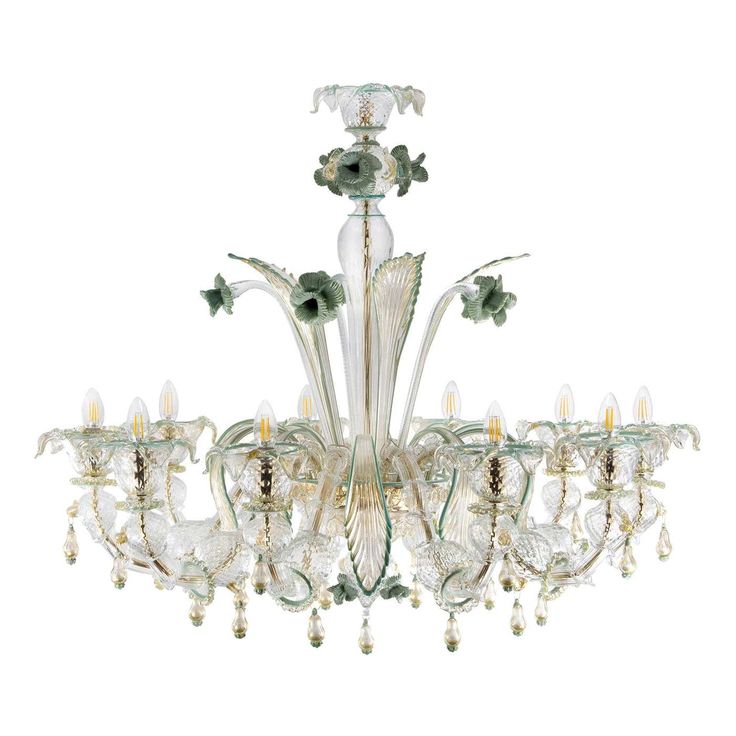 a glass chandelier with flowers on it