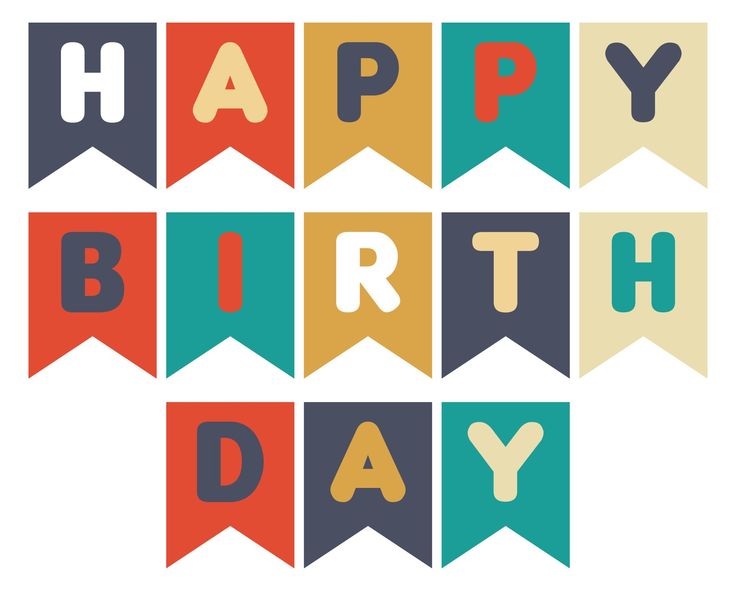 happy birthday bunting banner with the words happy birthday written in different colors and shapes