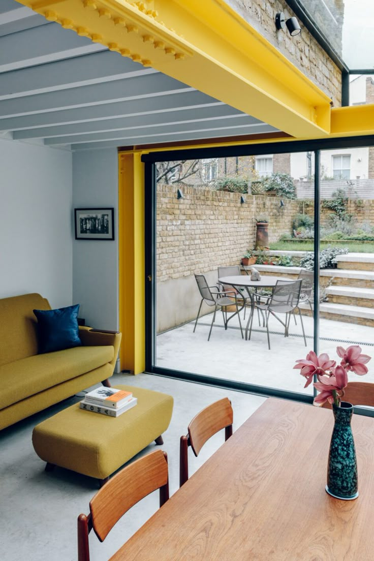 a living room filled with furniture and a wooden table